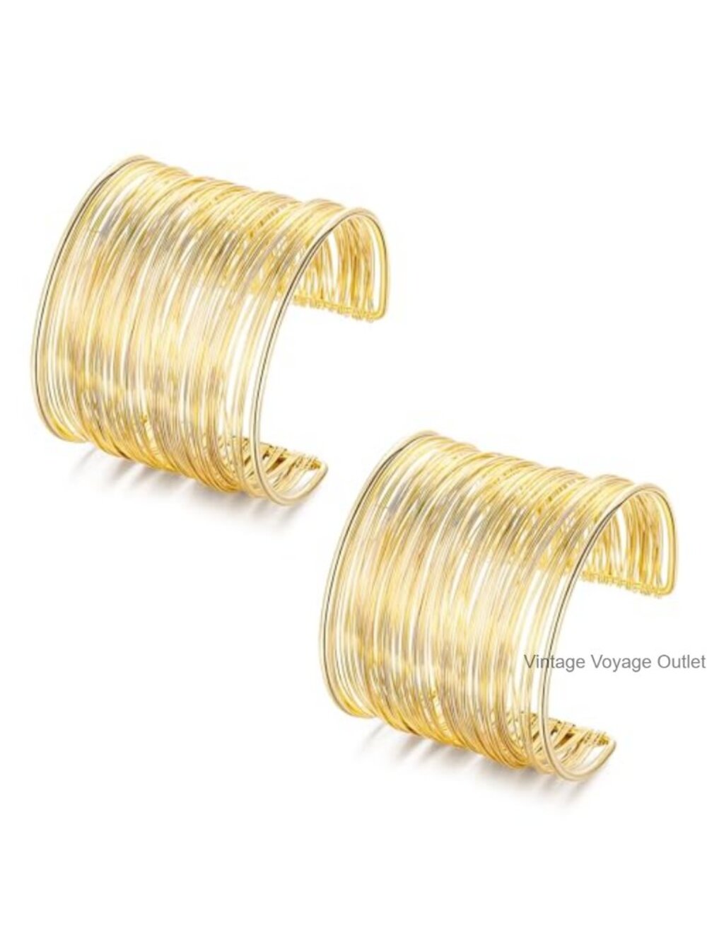 Gold Cuff Bangle Bracelet Set Adjustable Wide Metal Bangles for Women